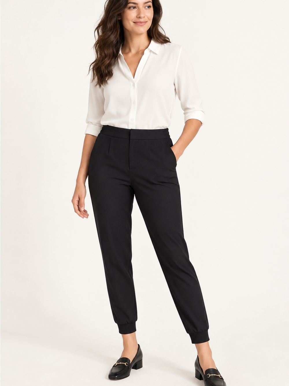 WHBM Black Taper Ankle Pants Size 4R Stretch Workwear
